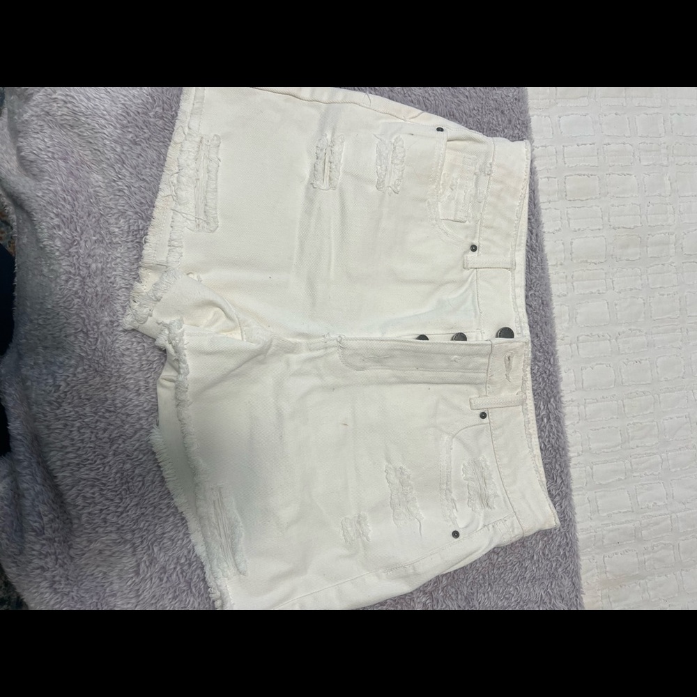 White jean shorts